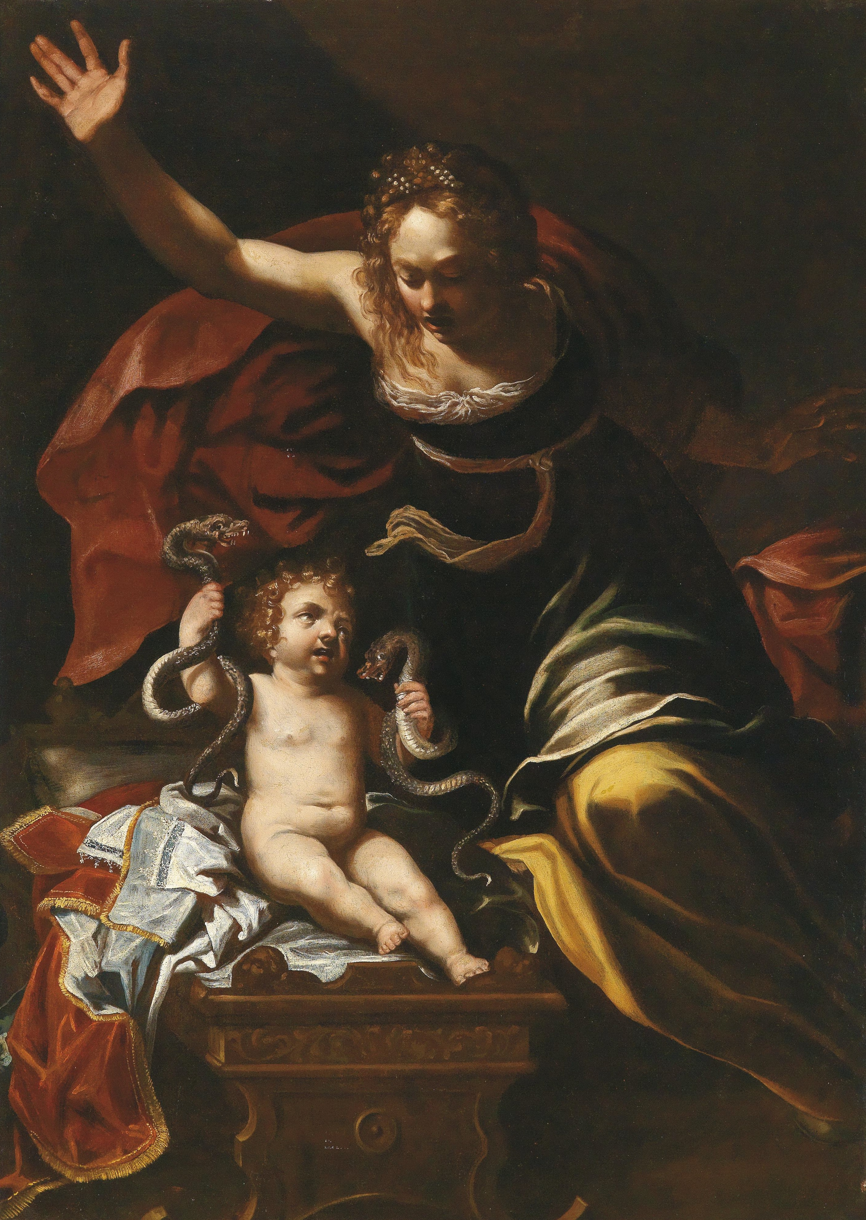 ベルナルディーノ・メイ 「毒蛇を絞め殺す幼子ヘラクレス」 （1676）