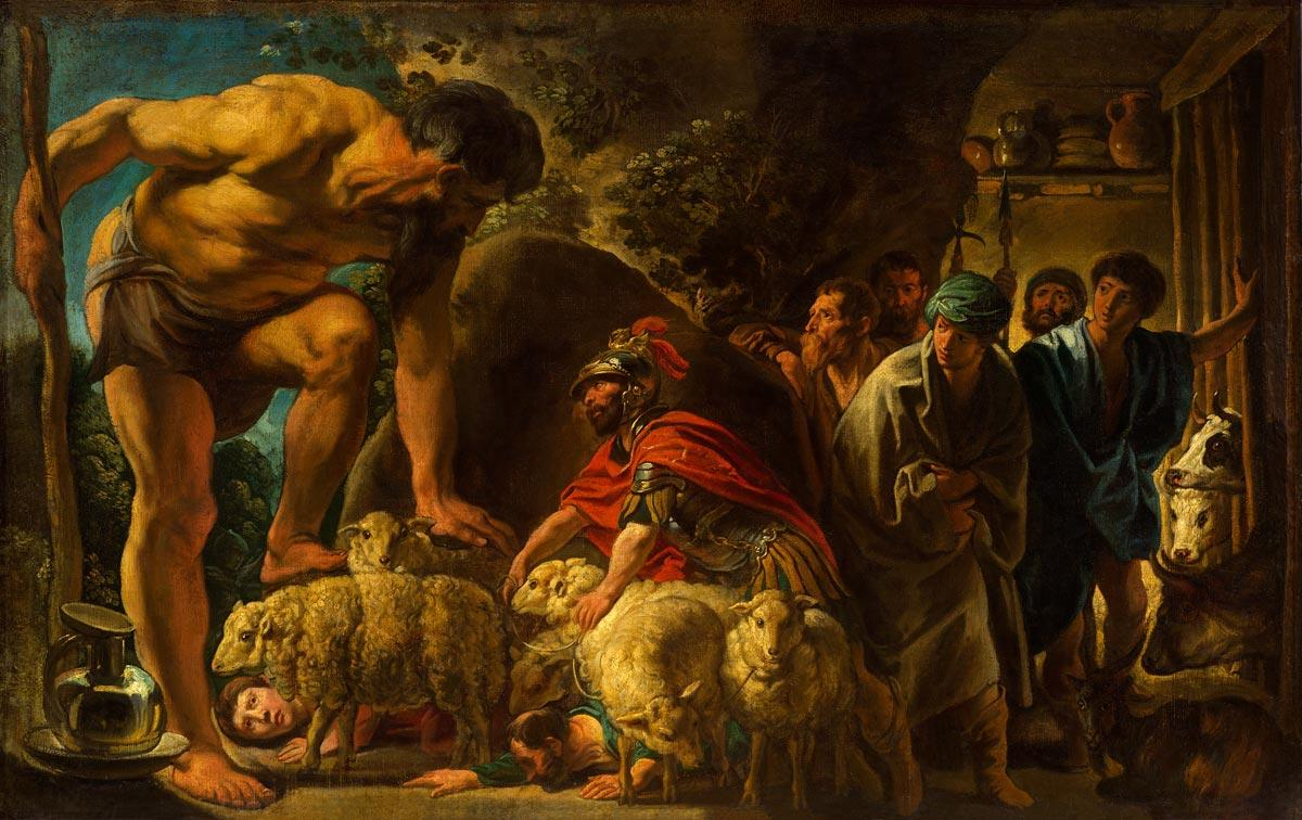 ヤーコブ・ヨルダーンス 「ポリュフェモスの洞窟のオデュッセウス」 （1630-1635）